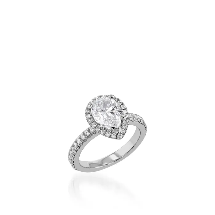 John Atencio Rings Majesty Pear White Gold Engagement Ring