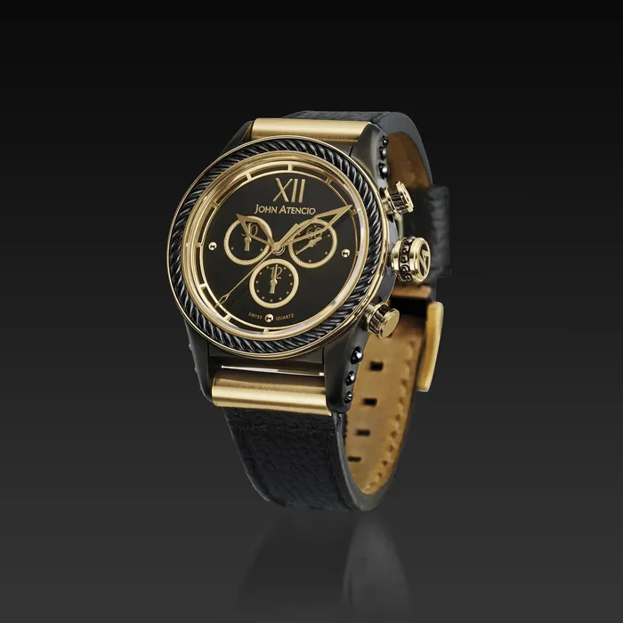 John Atencio Rings Pantheon V Chronograph Watch with Austrian Leather Band John Atencio Rings Pantheon V Chronograph Watch with Austrian Leather Band