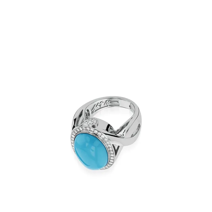 John Atencio Rings Signature Turquoise and Pave Diamond Ring John Atencio Rings Signature Turquoise and Pave Diamond Ring