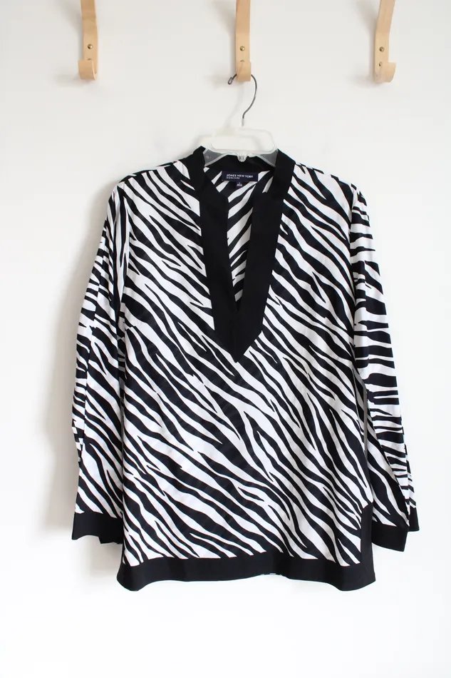 Jones New York Rings Jones New York Black and White Patterned Top L