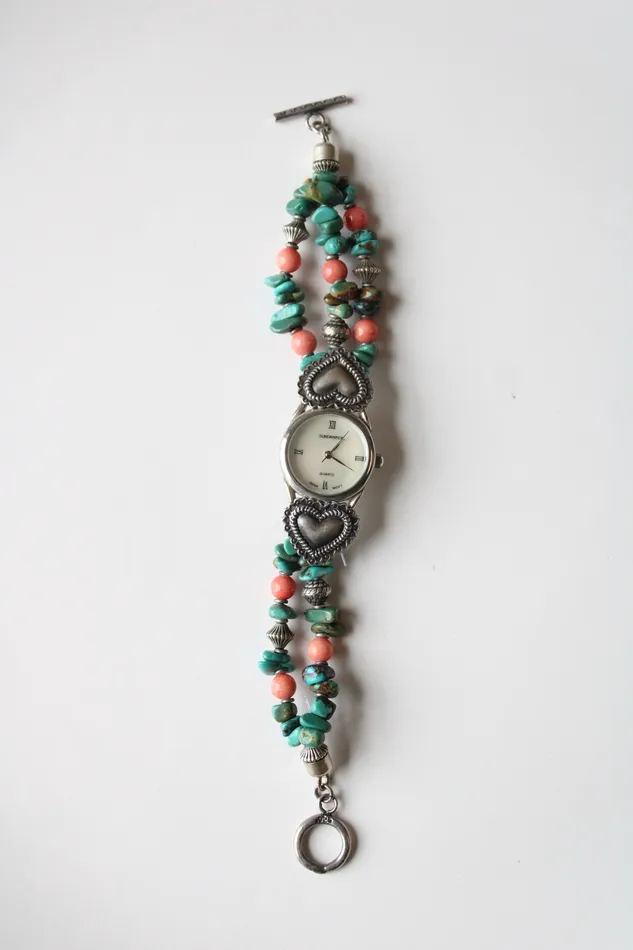 Jubilee Thrift Bracelets Sundancer Pink Blue Turquoise Beaded Toggle Bracelet Watch Jubilee Thrift Bracelets Sundancer Pink Blue Turquoise Beaded Toggle Bracelet Watch