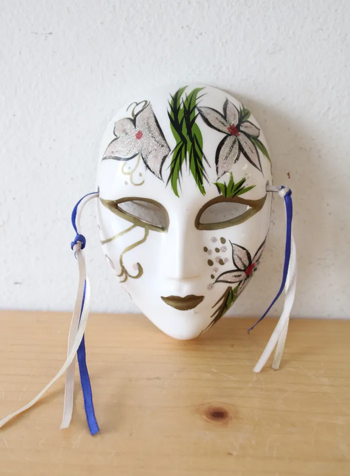Jubilee Thrift Ceramic Hand Painted Small Face Mask Earrings