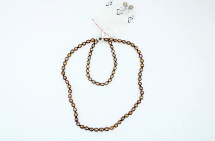 Jubilee Thrift Earrings Brown Genuine Pearl Jewelry Set