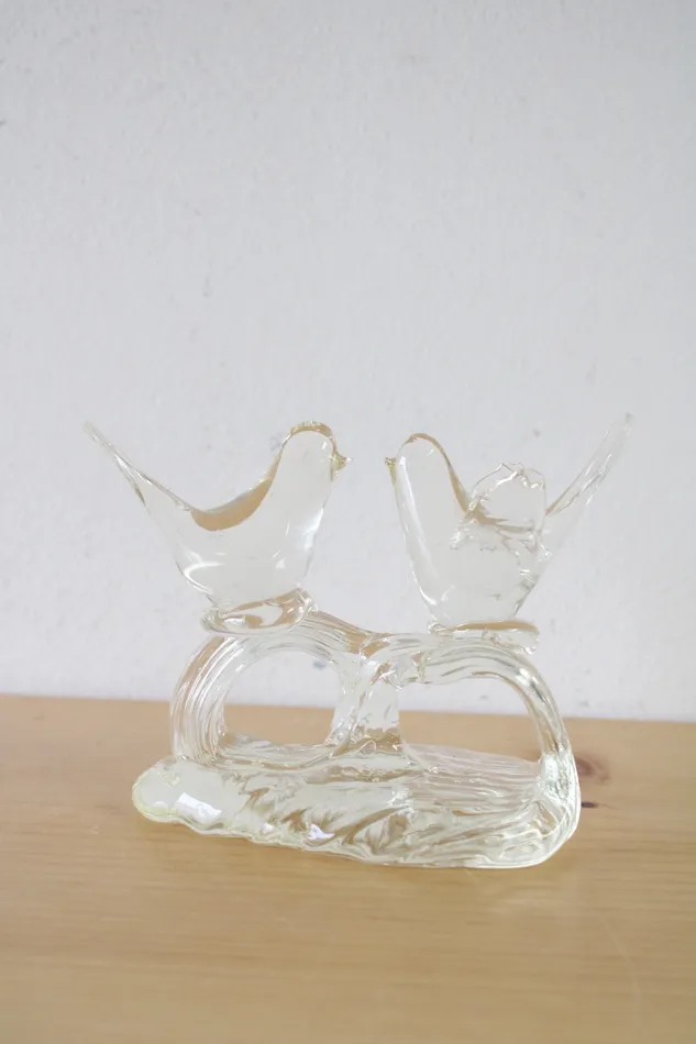 Jubilee Thrift Earrings Clear Glass Love Birds On A Wave