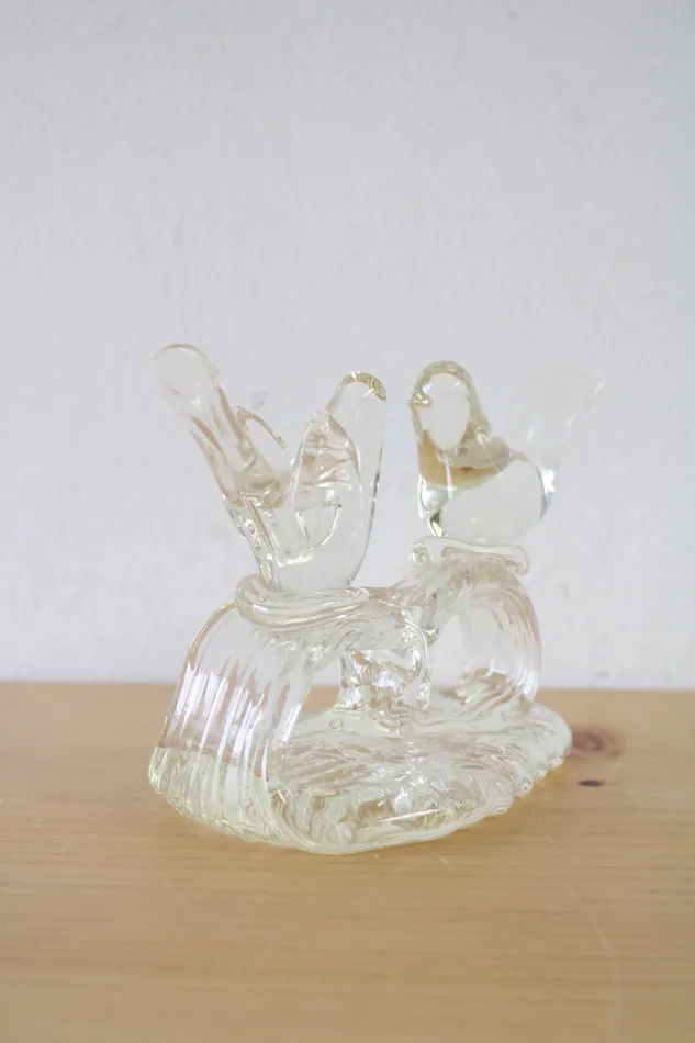 Jubilee Thrift Earrings Clear Glass Love Birds On A Wave