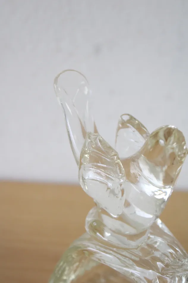 Jubilee Thrift Earrings Clear Glass Love Birds On A Wave
