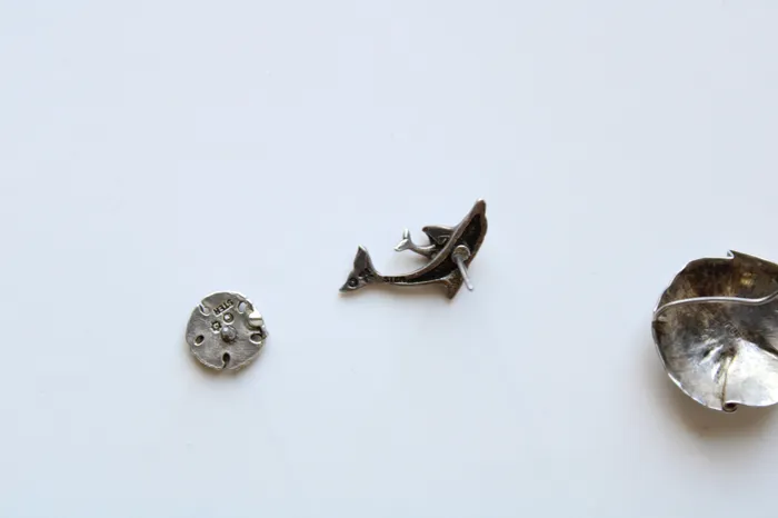 Jubilee Thrift Earrings Sterling Silver 3 Pair Dolphin Shell Sand Dollar Earrings