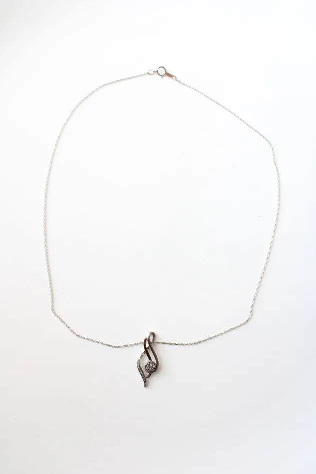 Jubilee Thrift Necklaces 10K Sterling Silver TwoToned Rhinestone Twist Pendant Necklace