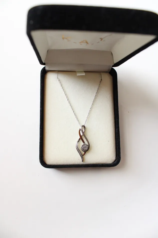 Jubilee Thrift Necklaces 10K Sterling Silver TwoToned Rhinestone Twist Pendant Necklace