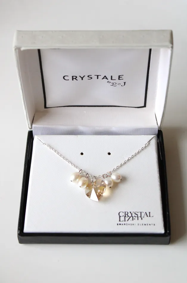 Jubilee Thrift Necklaces Crystale By LJ Swarovski Elements Heart Pendant Genuine Ivory Pearl Necklace Jubilee Thrift Necklaces Crystale By LJ Swarovski Elements Heart Pendant Genuine Ivory Pearl Necklace