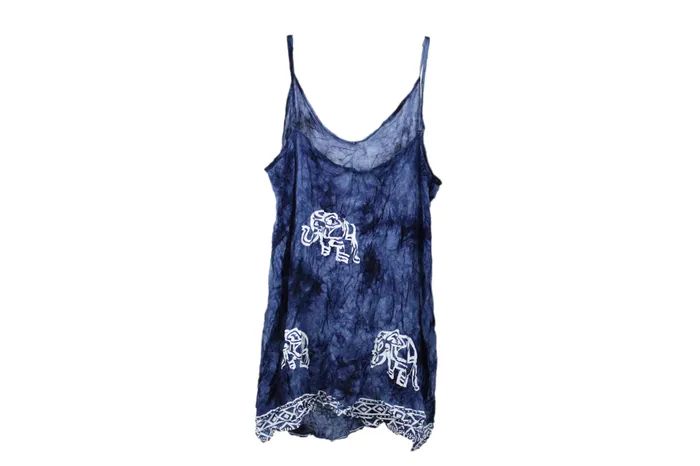 Jubilee Thrift Rings Blue Elephant Tie Dye Swim Coverup Long Top LXL