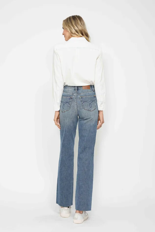 JUDY BLUE JUDY BLUE HIGH WAIST TUMMY CONTROL RAW HEM STRAIGHT JEAN MEDIUM STONE Rings JUDY BLUE JUDY BLUE HIGH WAIST TUMMY CONTROL RAW HEM STRAIGHT JEAN MEDIUM STONE Rings