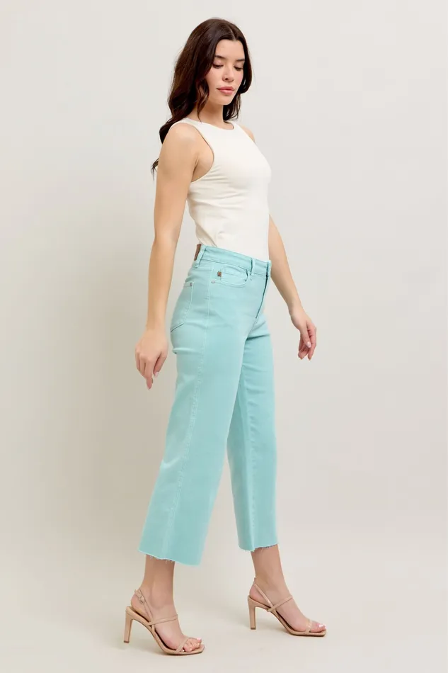 JUDY BLUE Rings JUDY BLUE HIGH WAIST GARMENT DYED RAW HEM CROP WIDE JEAN LIGHT BLUE SKY JUDY BLUE Rings JUDY BLUE HIGH WAIST GARMENT DYED RAW HEM CROP WIDE JEAN LIGHT BLUE SKY