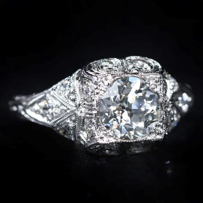 K Goldschmidt Art Deco Platinum 117 Carat Old European Cut Diamond Ring Rings K Goldschmidt Art Deco Platinum 117 Carat Old European Cut Diamond Ring Rings