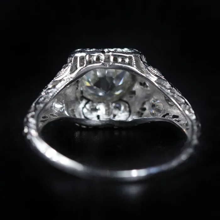 K Goldschmidt Art Deco Platinum 117 Carat Old European Cut Diamond Ring Rings