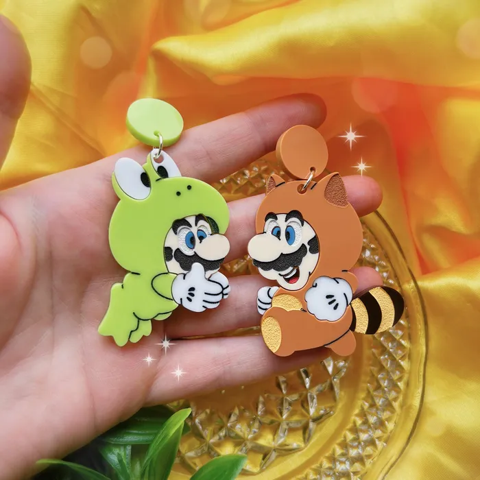 KGF Jewelry Earrings Tanuki Frog Bros Acrylic Earrings Keychains Pins