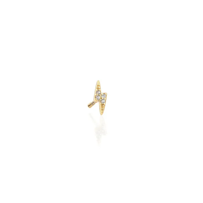 Kris Nations Earrings Single Lightning Bolt Crystal Stud Earring