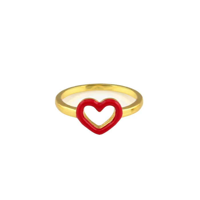 Kris Nations Rings Heart Outline Enamel Ring