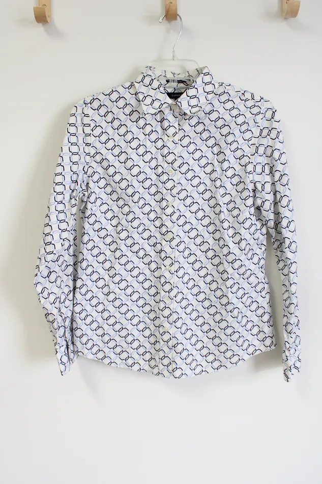Lands End Rings Lands End Pinpoint Oxford Blue White Button Down Shirt 8