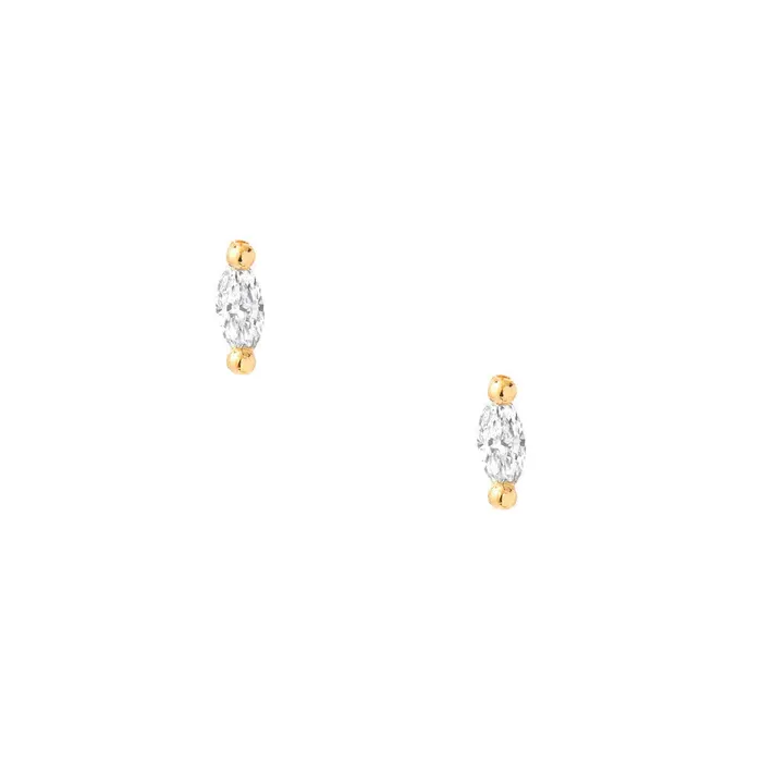 LIVEN Micro Souli Marquise Diamond Post Earrings Yellow Gold Earrings