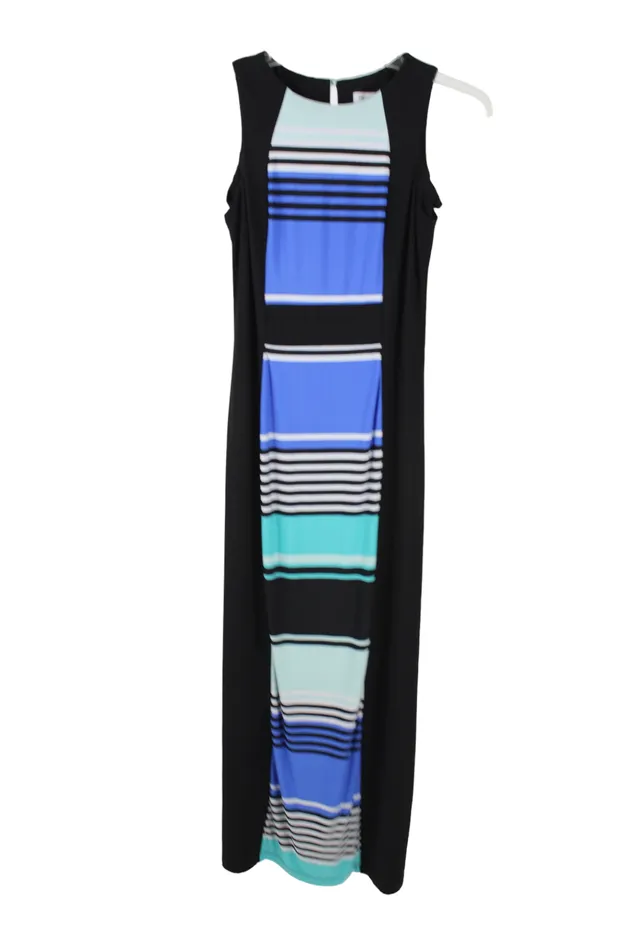 Liz Claiborne Blue Black Maxi Dress M Liz Claiborne Rings