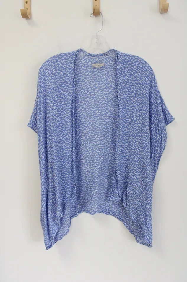 LOFT Blue White Patterned Lightweight Cardigan XSS Ann Taylor LOFT Rings