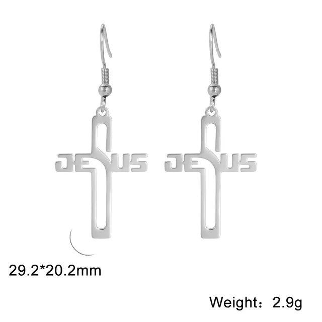 Lords Guidance Earrings Christian Pendant Cross Jesus Earrings