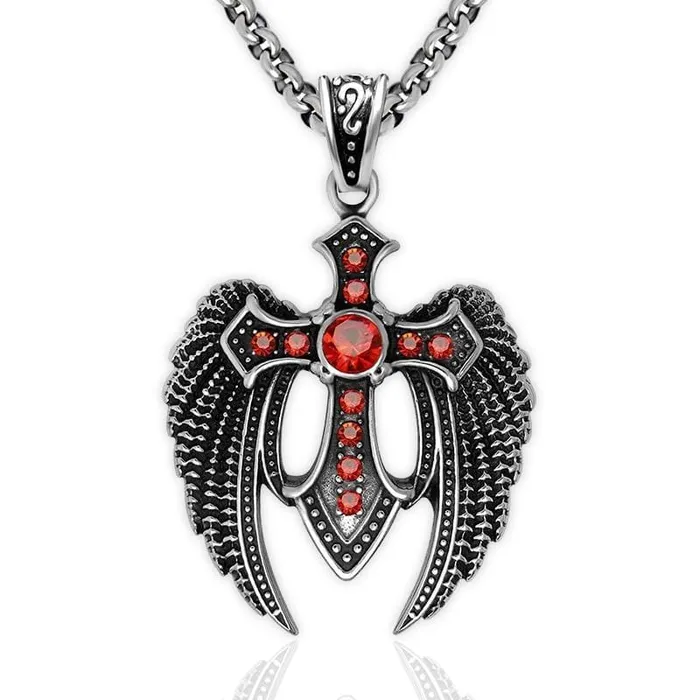 Lords Guidance Mens Christian Necklace br Gothic Wings Necklaces