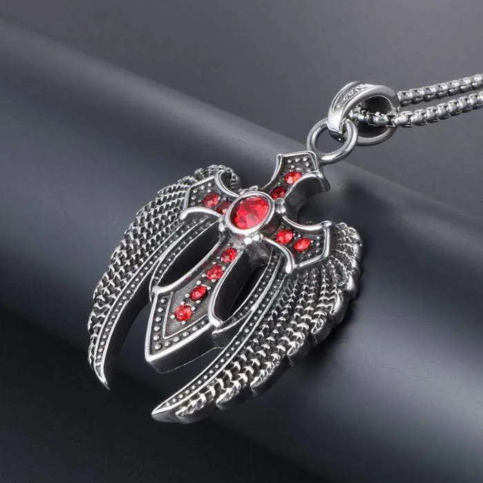 Lords Guidance Mens Christian Necklace br Gothic Wings Necklaces