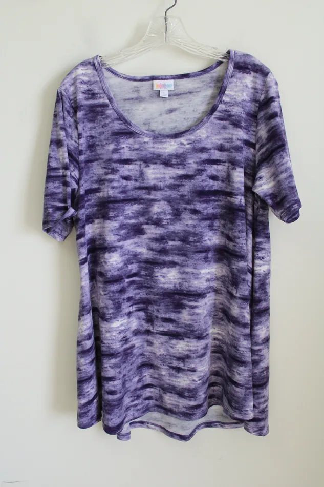 LuLaRoe Purple Patterned Tunic Top L LuLaRoe Earrings