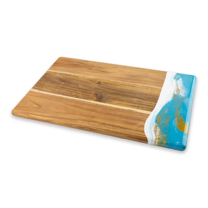 LYNNLIANA Lynn Liana Teal White Gold Acacia Bread Board Rings