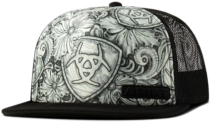 M F WESTERN PRODUCTION INC Rings ARIAT MENS CAP SNAPBACK TATTOO SKETCH PRINT BLACK WHITE M F WESTERN PRODUCTION INC Rings ARIAT MENS CAP SNAPBACK TATTOO SKETCH PRINT BLACK WHITE