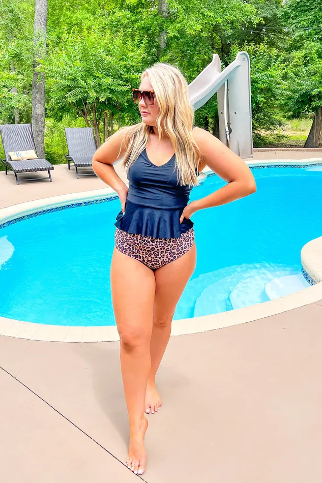 Mack and Mal Earrings Sandy Shores HighRise Swim Bottoms Natural Leopard