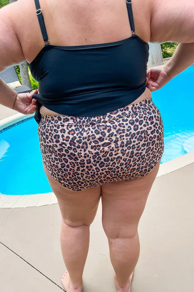 Mack and Mal Earrings Sandy Shores HighRise Swim Bottoms Natural Leopard