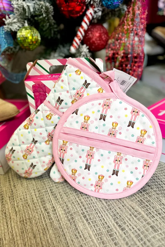Mary Square Earrings Potholder Set Nutcracker