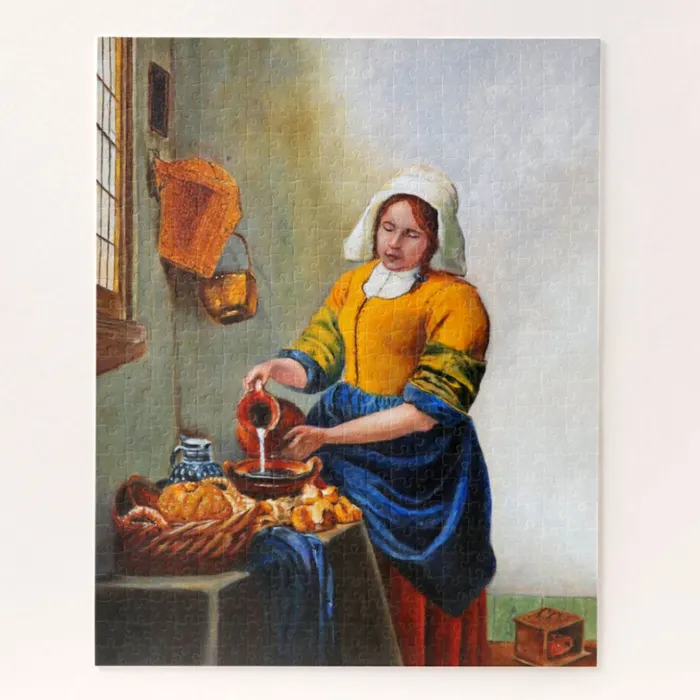Milk Maid After Vermeer Jigsaw Puzzle for Adults 500 to 1000 Pieces Portraits by NC Earrings