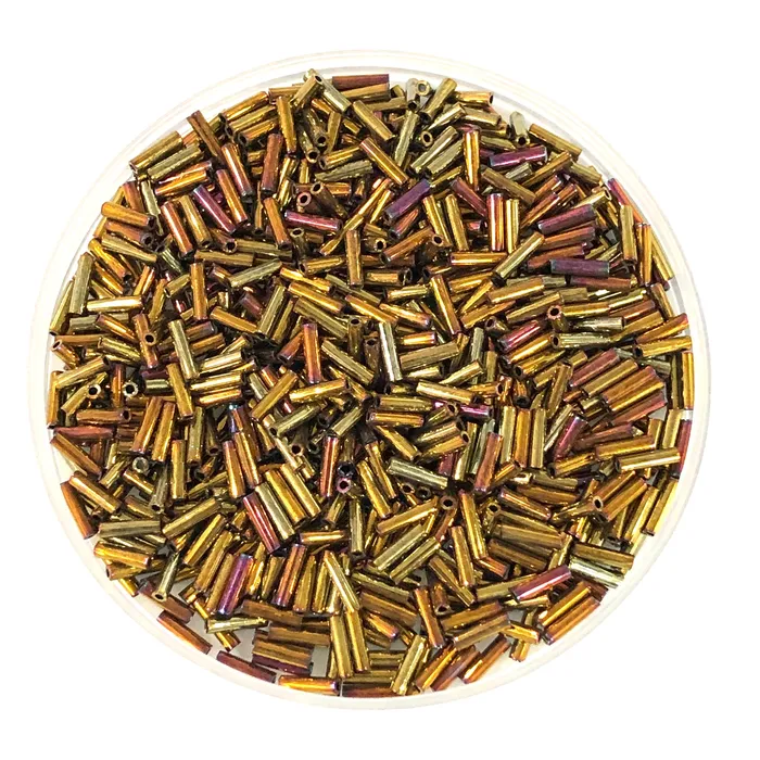 Miyuki Bugles size 6mm 0462 Metallic Gold Iris 10 grams Peppy Beads PreStyled Sets