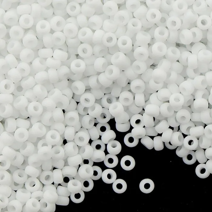 Miyuki Seed Beads 60 Matted White Opaque 0402F Peppy Beads Rings