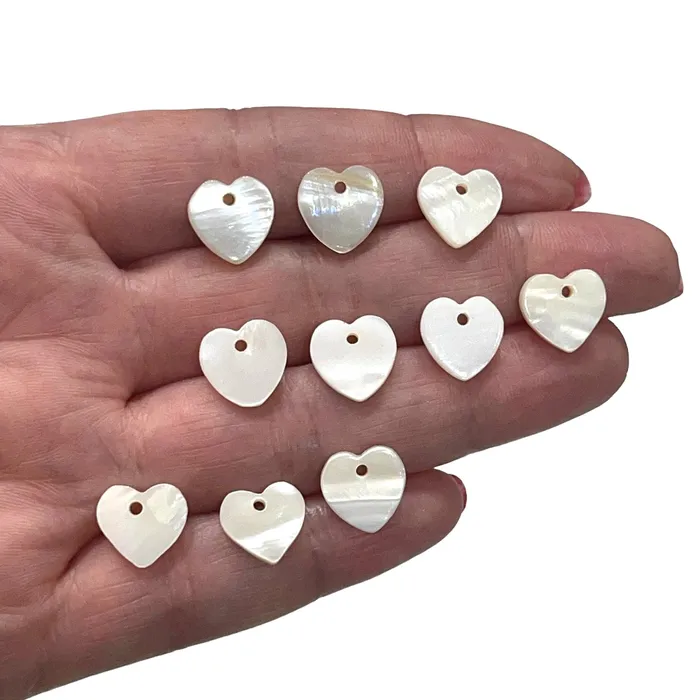 Mother of Pearl Heart Charms Nacre Heart CharmsWith Drilled Hole 10 pieces in a pack Peppy Beads Necklaces Mother of Pearl Heart Charms Nacre Heart CharmsWith Drilled Hole 10 pieces in a pack Peppy Beads Necklaces