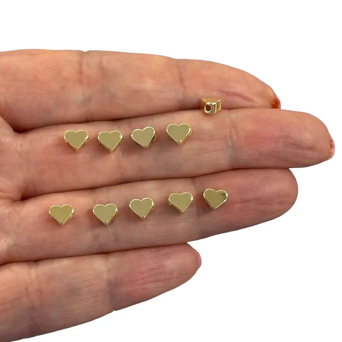Necklaces 24Kt Gold Plated 5mm Heart Spacers Horizontal Hole 24Kt Gold Heart Spacers 10 Pcs in a Pack Peppy Beads Necklaces 24Kt Gold Plated 5mm Heart Spacers Horizontal Hole 24Kt Gold Heart Spacers 10 Pcs in a Pack Peppy Beads