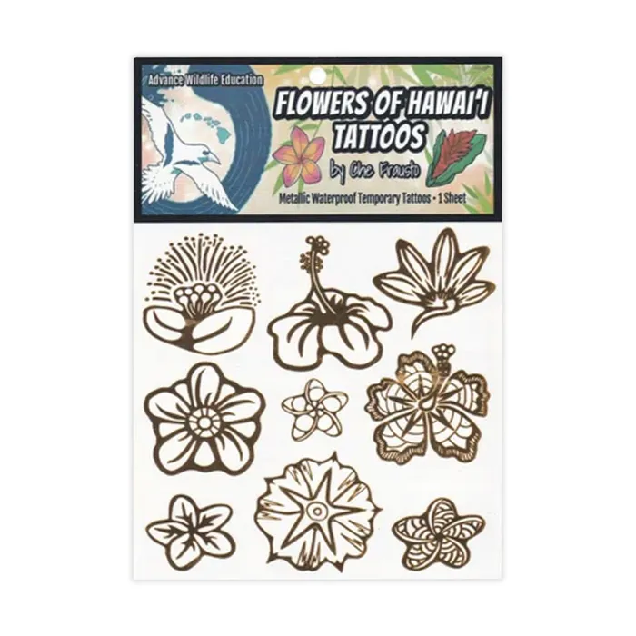 Necklaces ADVANCEWILDLIFE Flowers of Hawaii Metallic Temporary Tattoos 9count