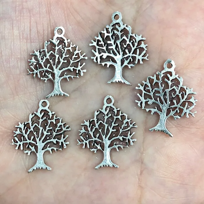 Necklaces Antique Silver Plated Tree Of Life Charms 5 pieces in a pack Peppy Beads