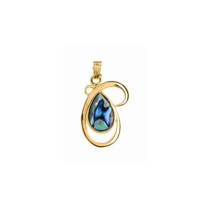 Necklaces ARIKINEWZEALAND Ariki Antique Paua 22K Gold Raindrop Pendant