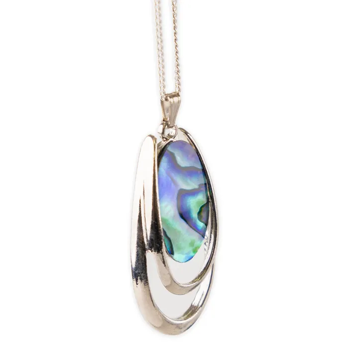 Necklaces ARIKINEWZEALAND Ariki Palladium Paua Shell Divided Hook Pendant