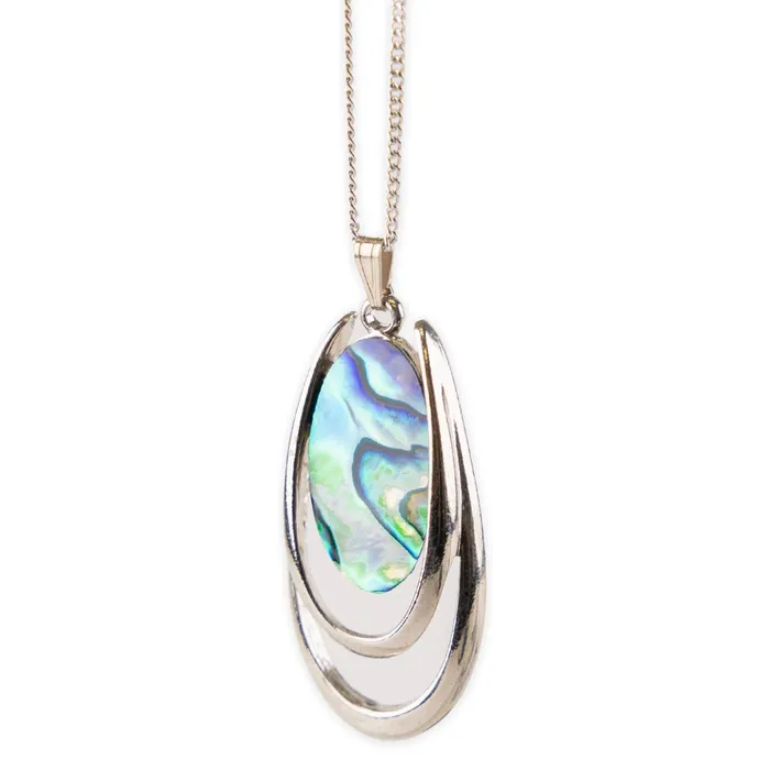Necklaces ARIKINEWZEALAND Ariki Palladium Paua Shell Divided Hook Pendant