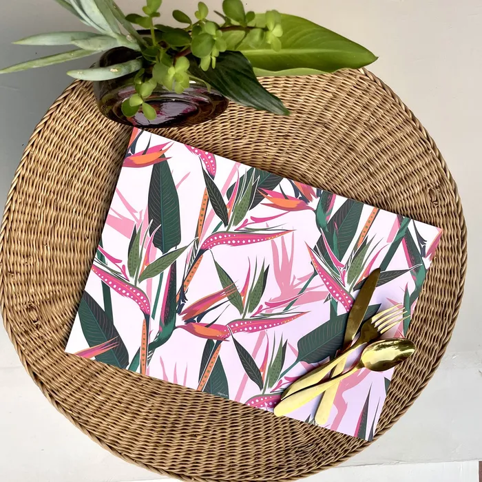 Necklaces Birds of Paradise Pink Paper Placemats ELSJE DESIGN