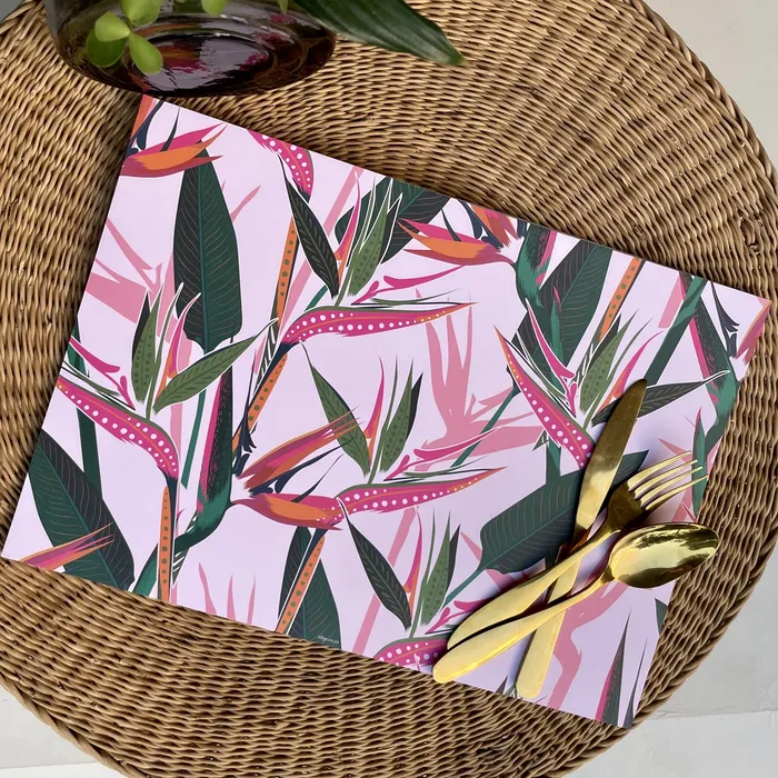 Necklaces Birds of Paradise Pink Paper Placemats ELSJE DESIGN