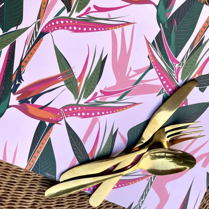 Necklaces Birds of Paradise Pink Paper Placemats ELSJE DESIGN