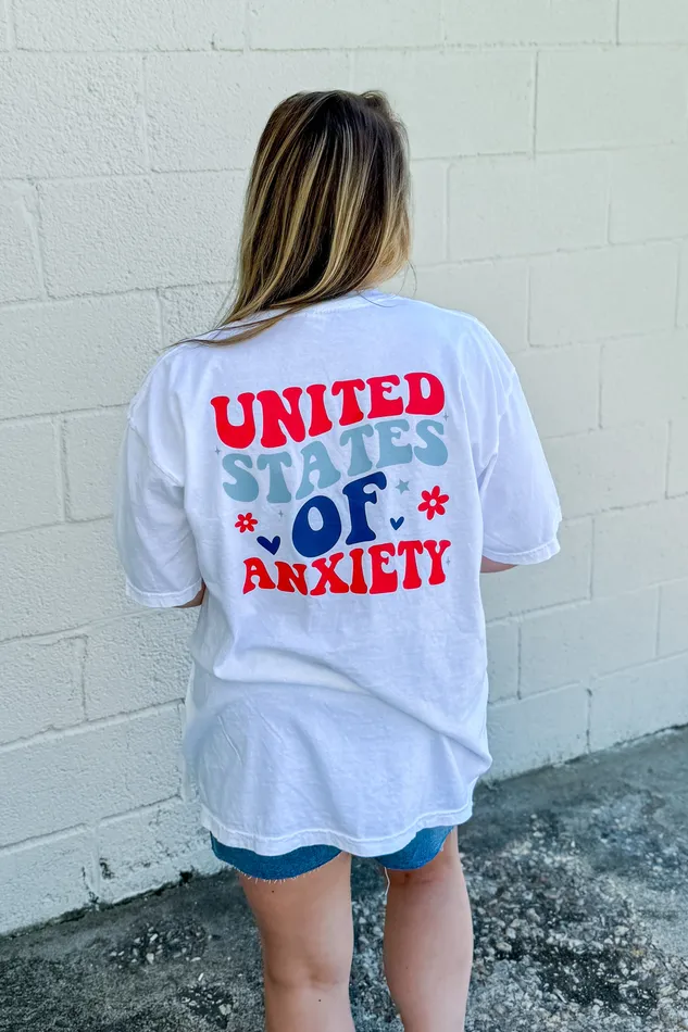 Necklaces JL Franklins United States of Anxiety Graphic Tee White