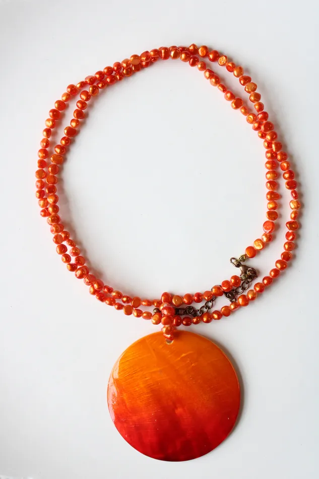 Necklaces Jubilee Thrift Orange Faux Pearl Large Statement Necklace